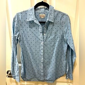 Madewell Broadway & Broom stripped button down with velvet polka dots
